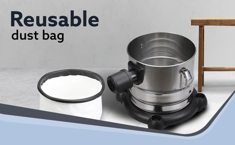 Wet & Dry Vacuum Cleaner, 1600 Watts, 21.5 Кра Suction Power, 25 litres Tank Capacity, Home Use, Blower Function, Washable 3L Dust Bag, Stainless Steel Body