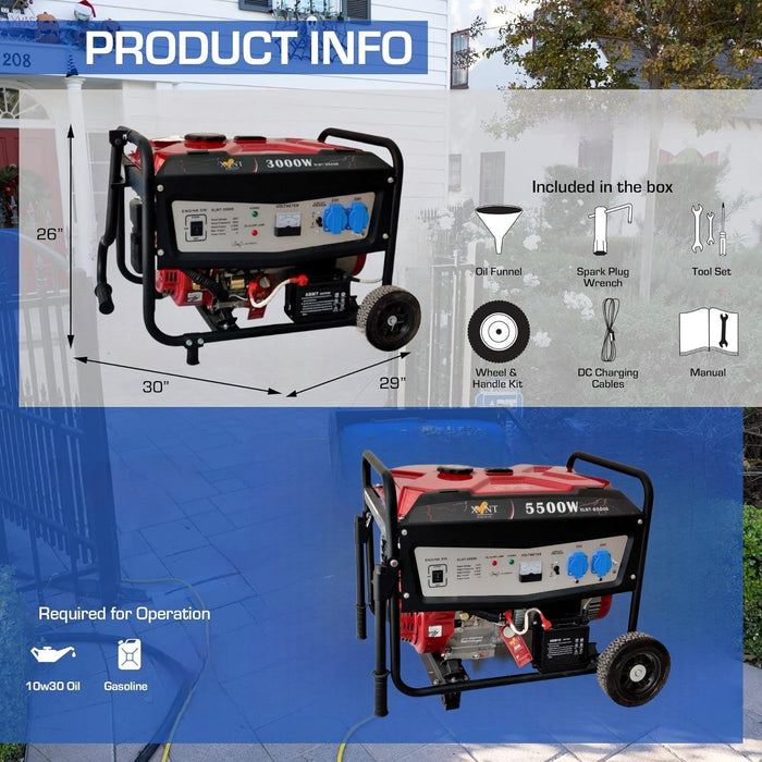 XLNT Premium Portable Gasoline Generator | 1 Year Warranty | Copper Winded