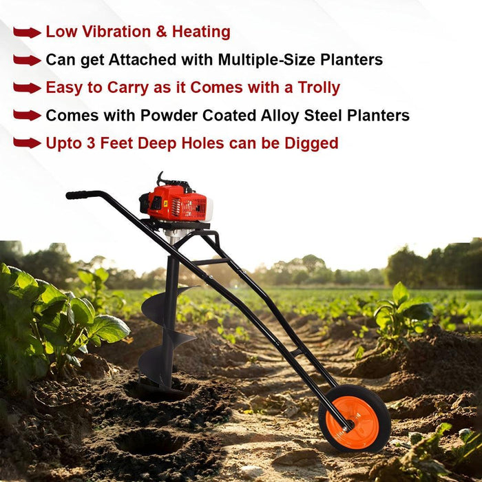 Trolley Type Earth Auger | Premium 63cc Engine